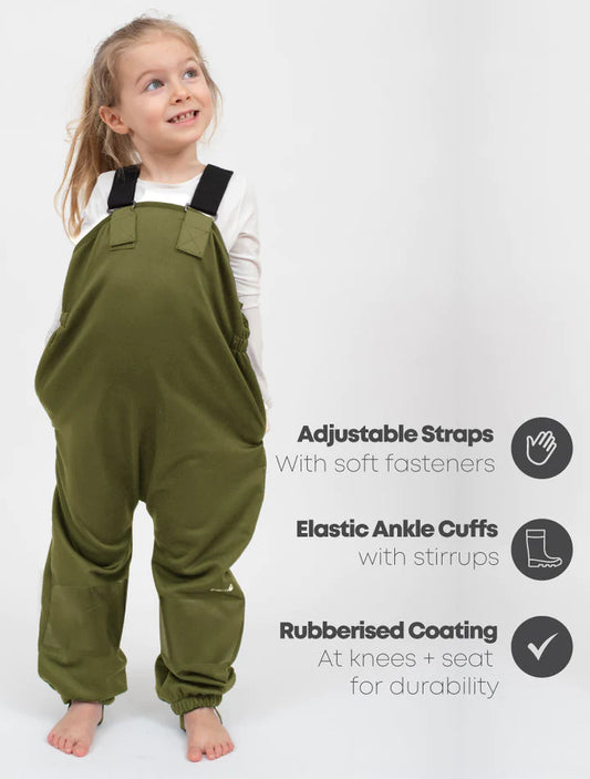 Therm All-Weather Fleece Overalls - Olive | Waterproof Windproof Eco - Last Size - 6-12m