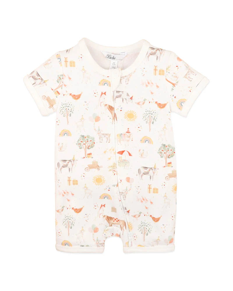 Bebe Scout Print Organic Short Sleeve Zipsuit