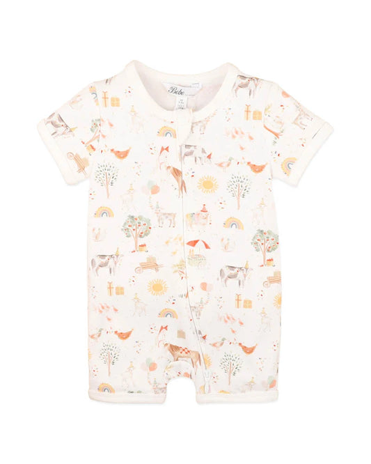 Bebe Scout Print Organic Short Sleeve Zipsuit