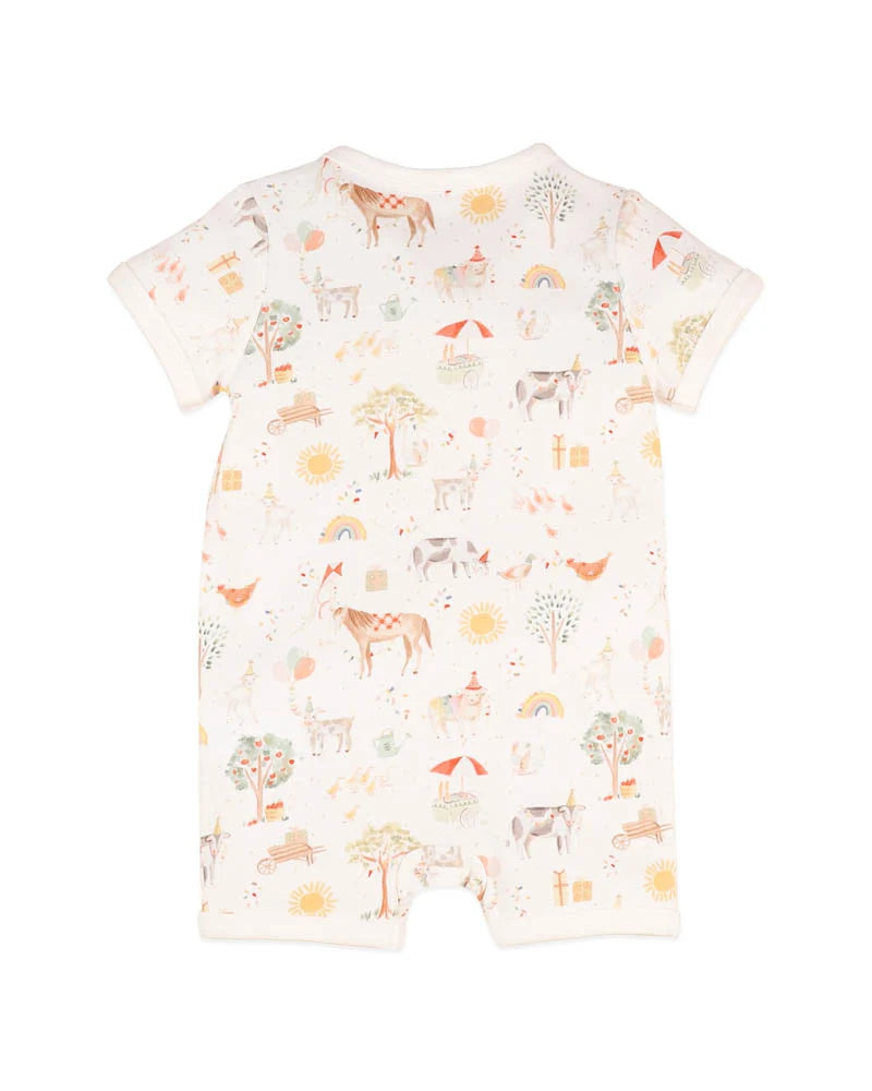 Bebe Scout Print Organic Short Sleeve Zipsuit
