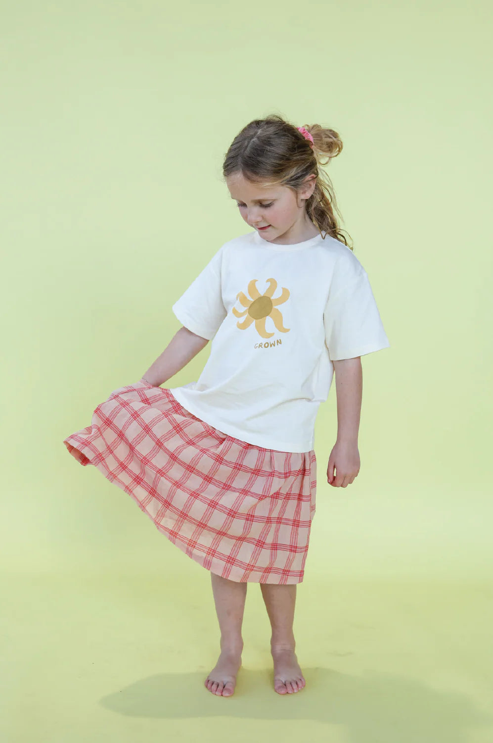 Grown - Tomato Cotton Check Skirt
