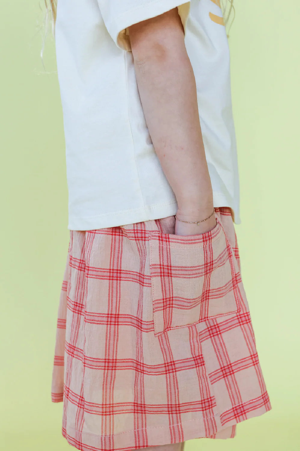Grown - Tomato Cotton Check Skirt