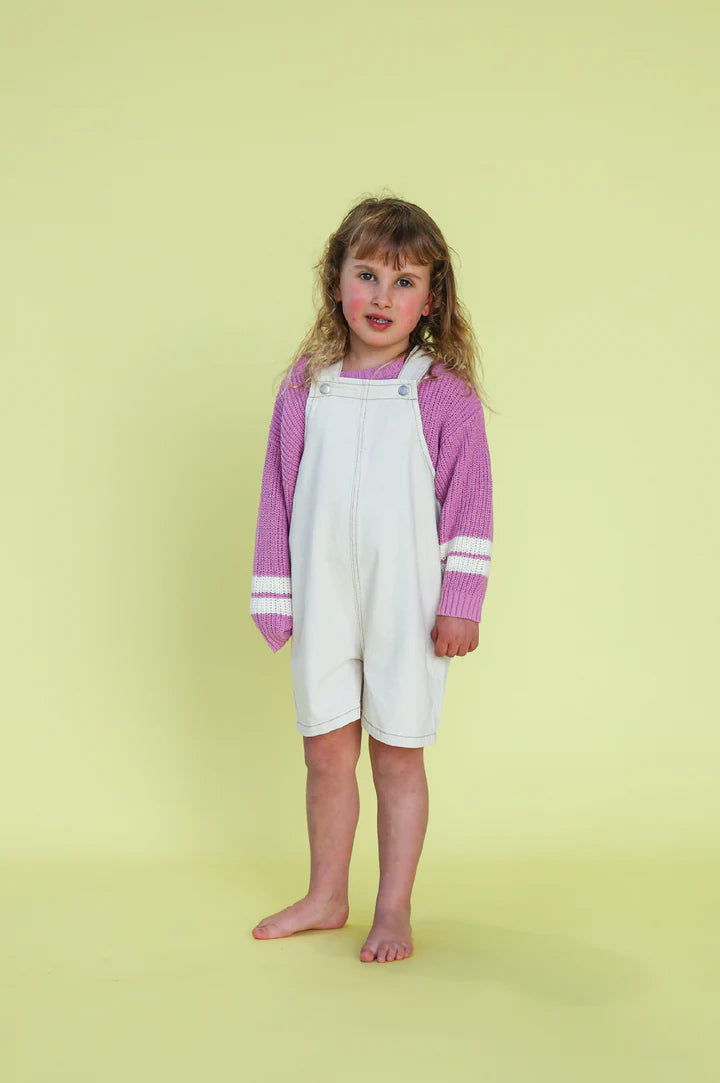 Grown - Everyday Twill Short Overalls - Milk