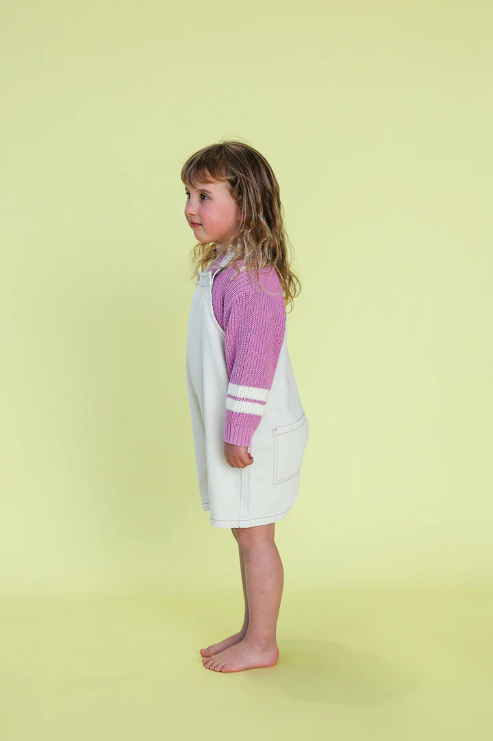 Grown - Everyday Twill Short Overalls - Milk