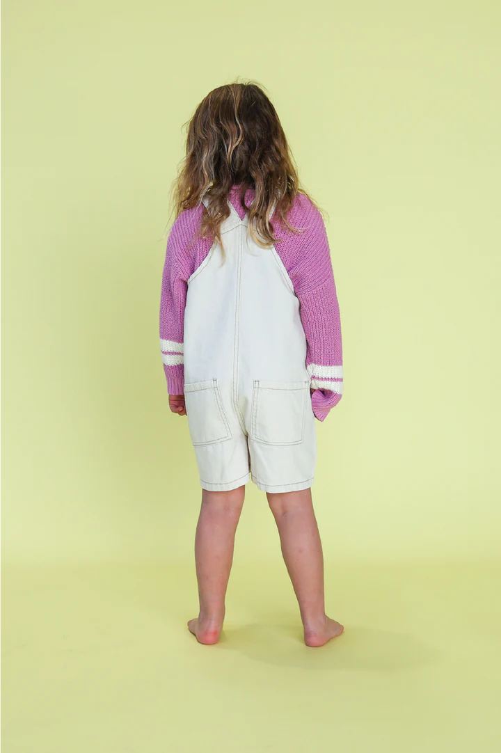 Grown - Everyday Twill Short Overalls - Milk