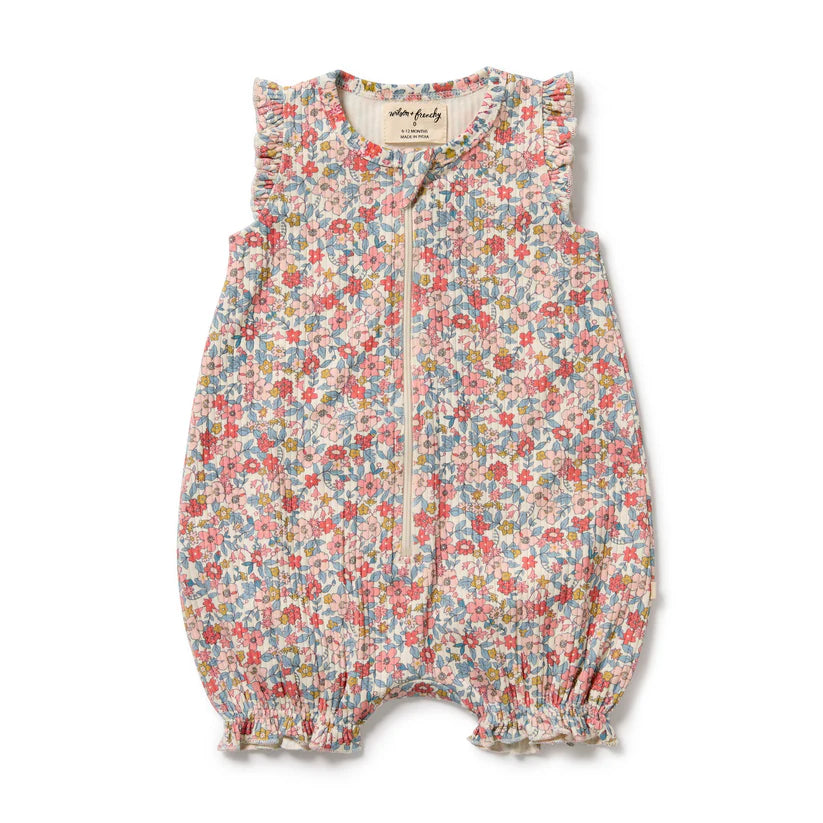 Wilson & Frenchy Organic Ruffle Zipsuit - Summer Bloom