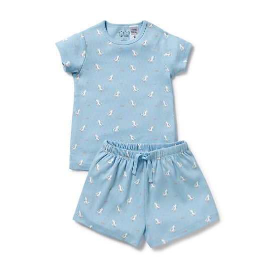 Wilson & Frenchy Organic Pointelle S/S Pyjamas - Sunny Seagulls