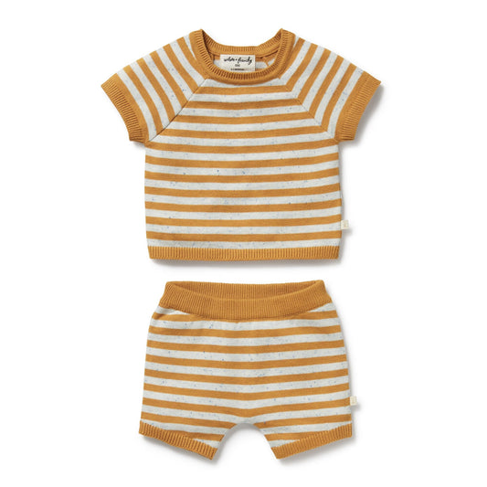 Wilson & Frenchy Organic Knitted Set - Golden Wave Stripe