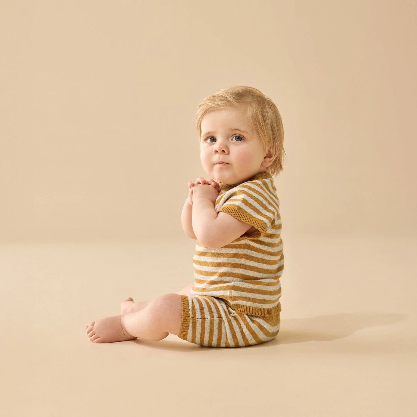 Wilson & Frenchy Organic Knitted Set - Golden Wave Stripe
