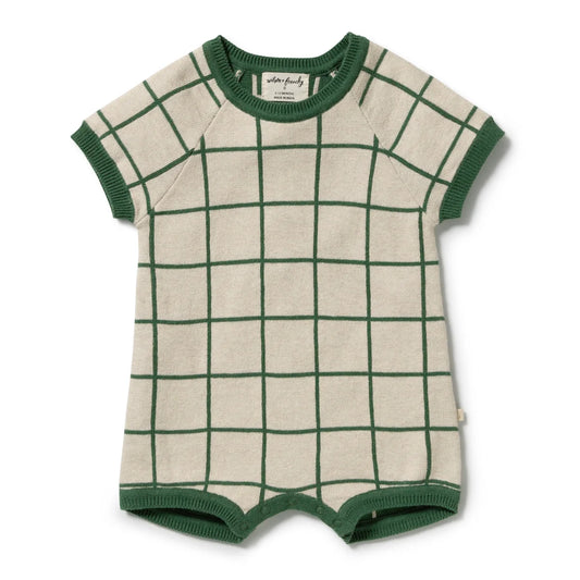 Wilson & Frenchy Lagoon Organic Knitted Check Growsuit
