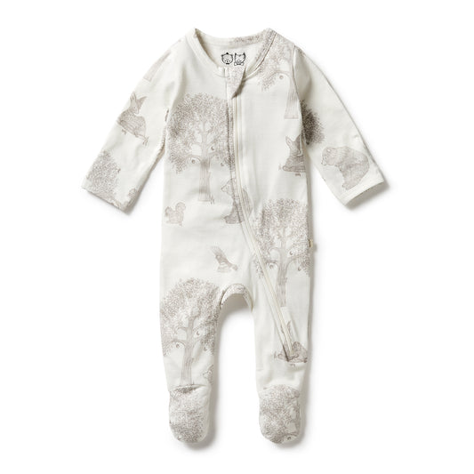 Wilson & Frenchy Organic Zipsuit with Feet - Welcome to the World