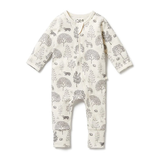 Wilson & Frenchy Organic Zipsuit with Feet - Woodland