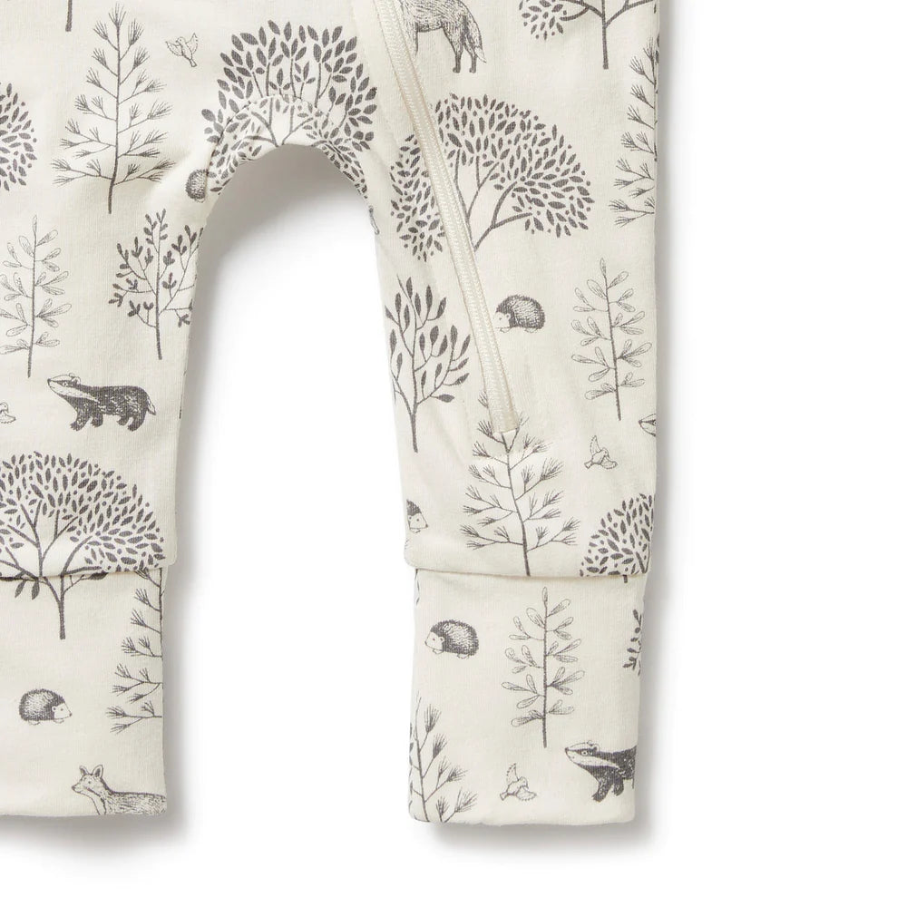 Wilson & Frenchy Organic Zipsuit with Feet - Woodland