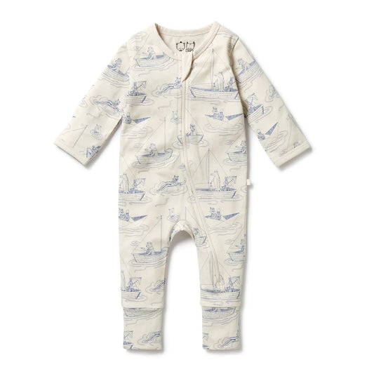 Wilson & Frenchy Organic Zipsuit with Feet - Sail Away