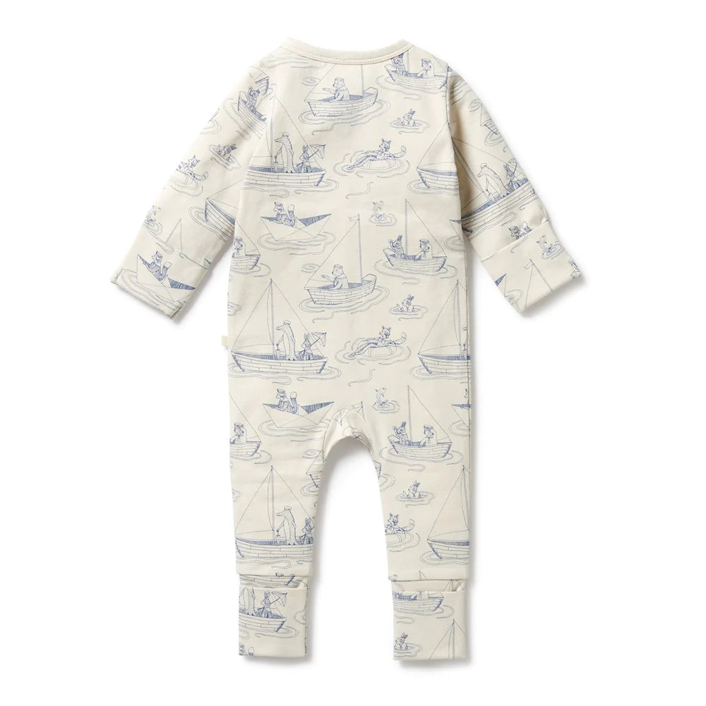 Wilson & Frenchy Organic Zipsuit with Feet - Sail Away