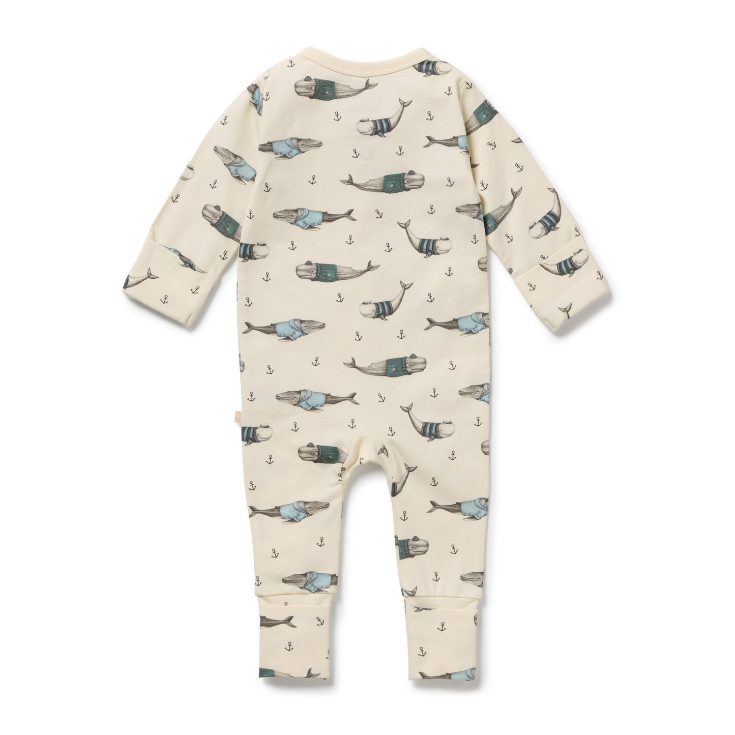 Wilson & Frenchy Organic Zipsuit with Feet - Woolly Whales