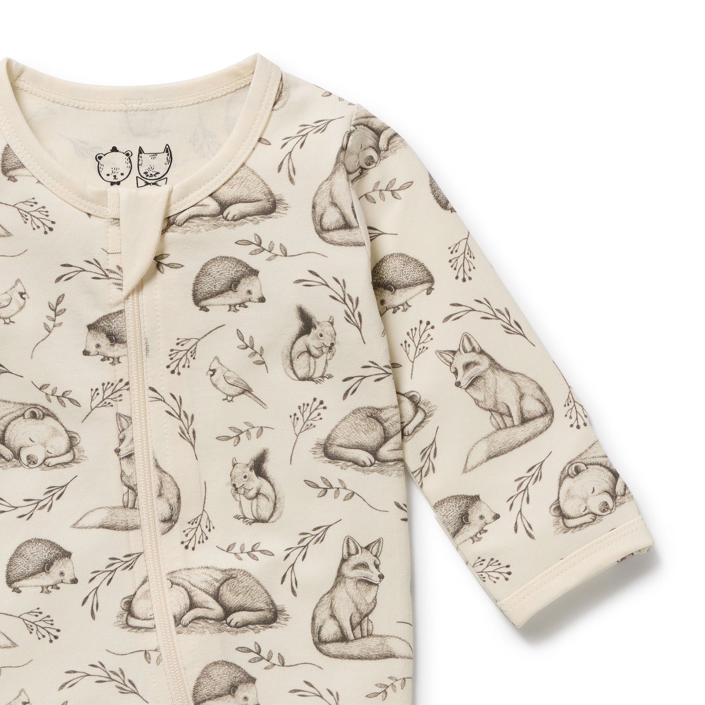 Wilson & Frenchy Organic Zipsuit with Feet - Foxglove Forest