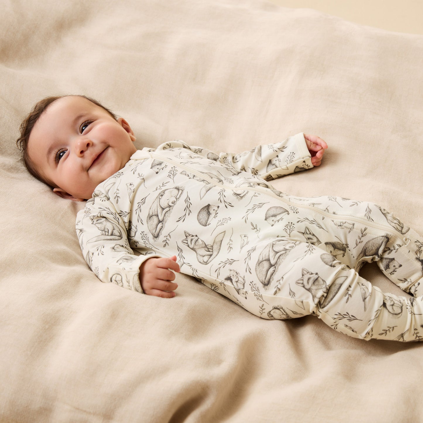 Wilson & Frenchy Organic Zipsuit with Feet - Foxglove Forest