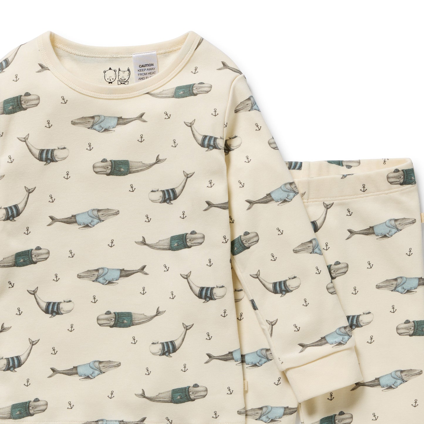 Wilson & Frenchy Organic Long Sleeved Pyjamas - Woolly Whales