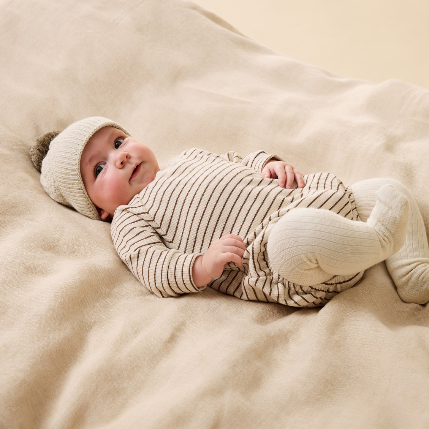 Wilson & Frenchy Organic Waffle Bodysuit - Nutmeg Stripe