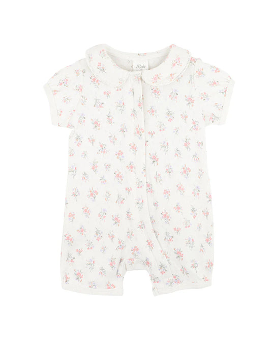 Bebe Anya Ditsy Print Organic Short Sleeve Zipsuit
