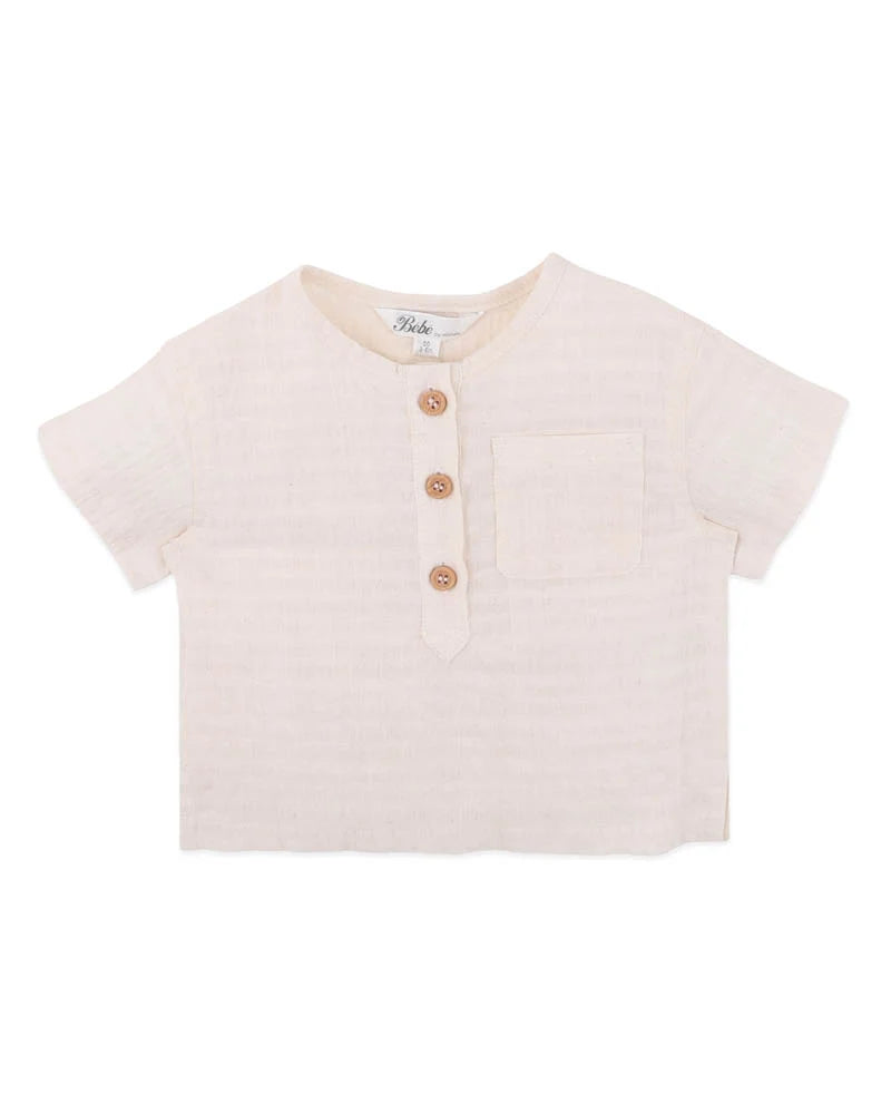 Bebe Evan Henley Shirt - Cream