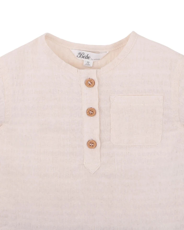 Bebe Evan Henley Shirt - Cream