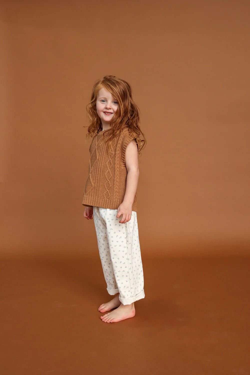 Grown Organic Chunky Cable Knit Vest - Toast