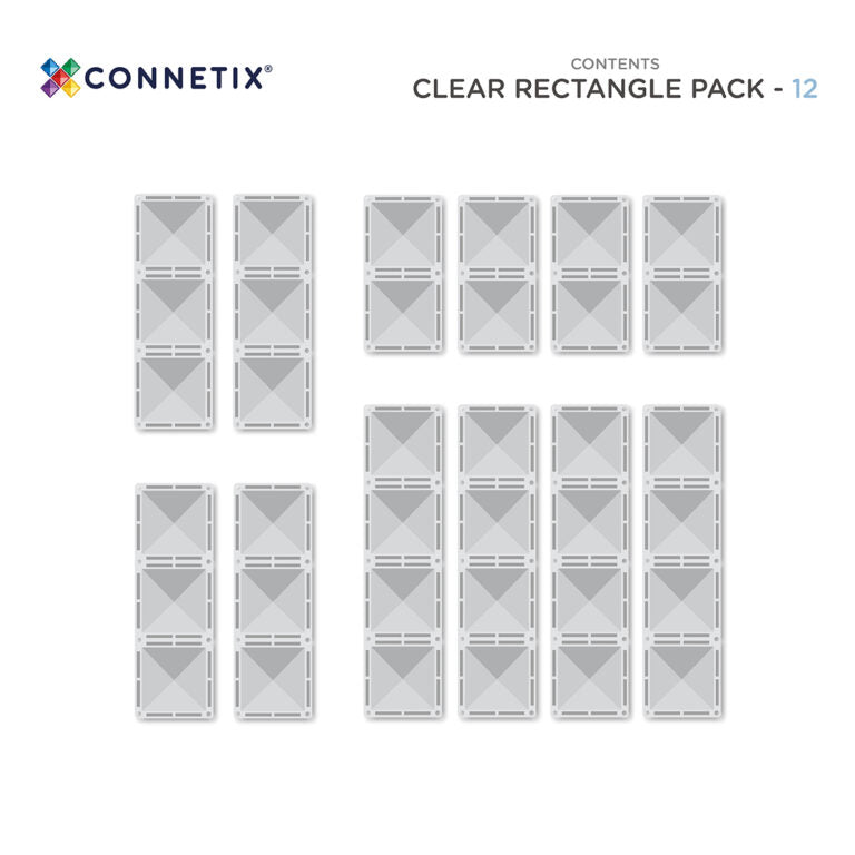 Connetix - Clear Rectangle Pack - 12 pc