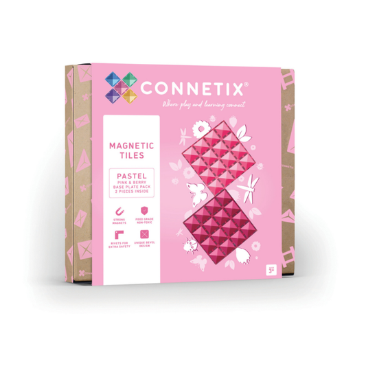 Connetix - Pastel Pink & Berry Base Plate Pack - 2 pc