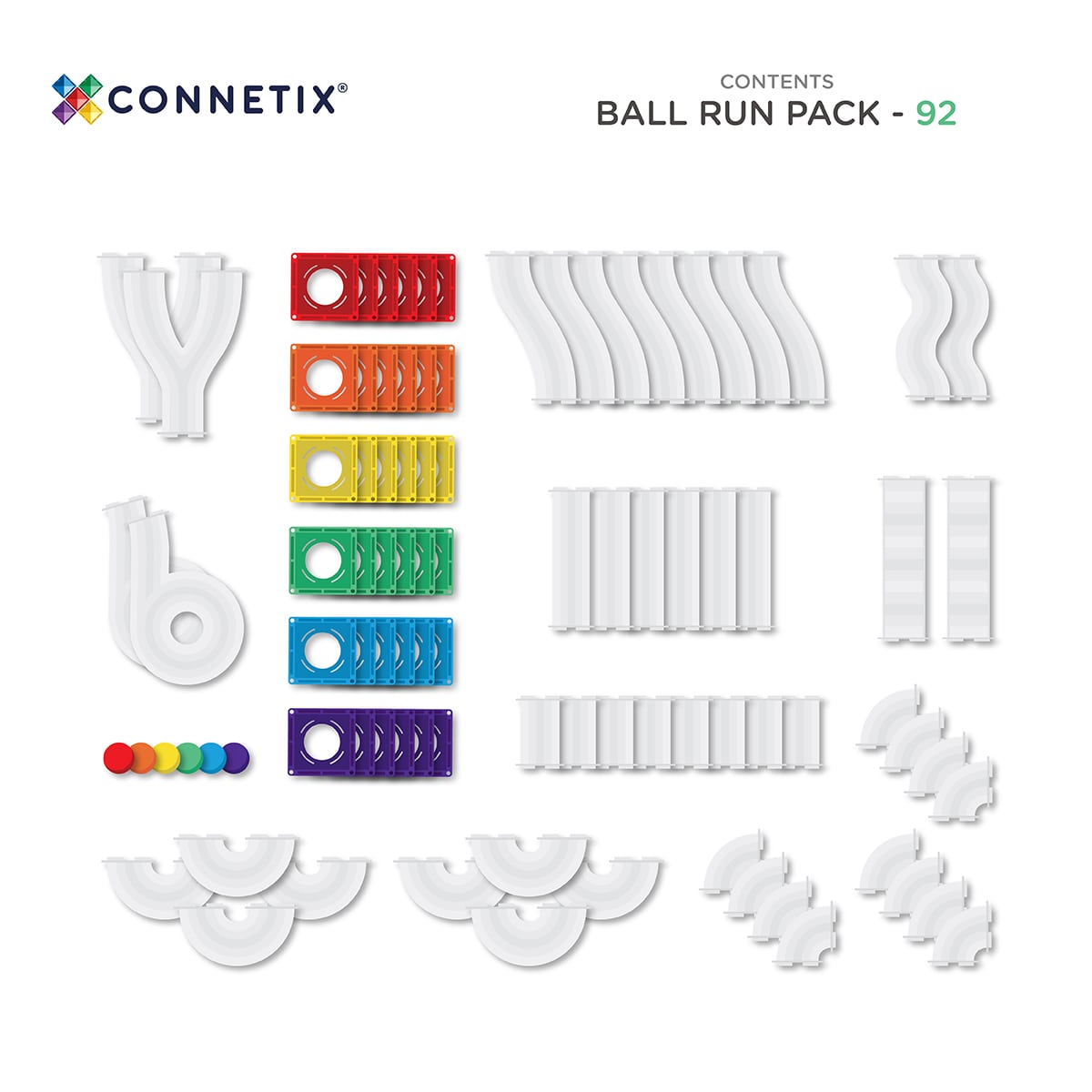 Connetix - Rainbow Ball Run Pack - 92 pc