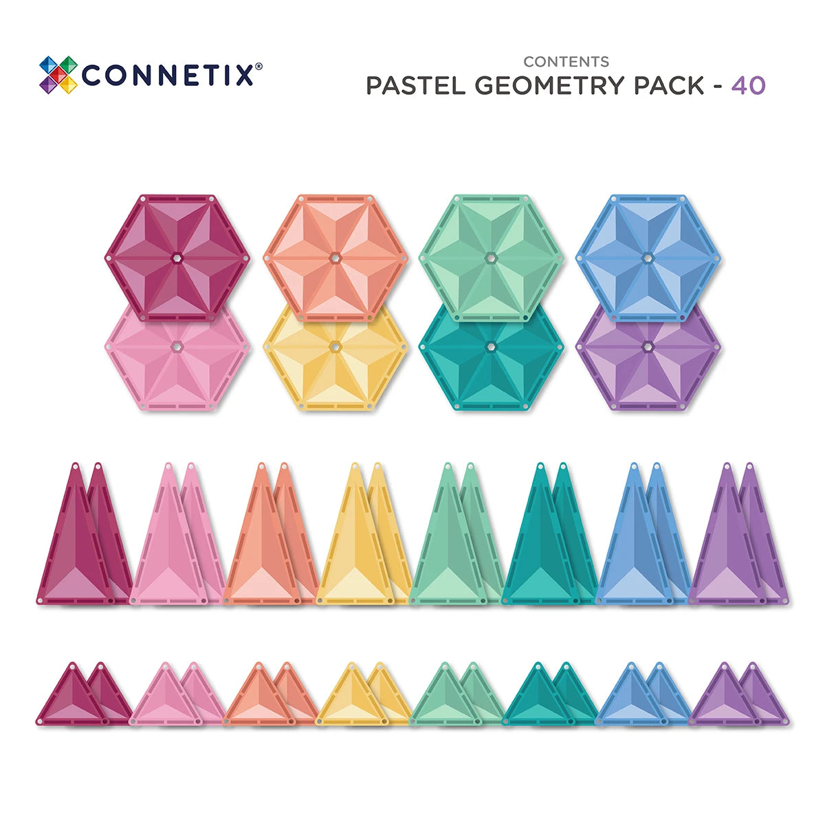 Connetix - Pastel Geometry Pack - 40 pc