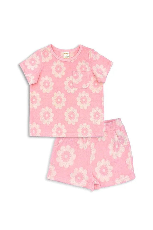Milky Floral Terry Towelling Set