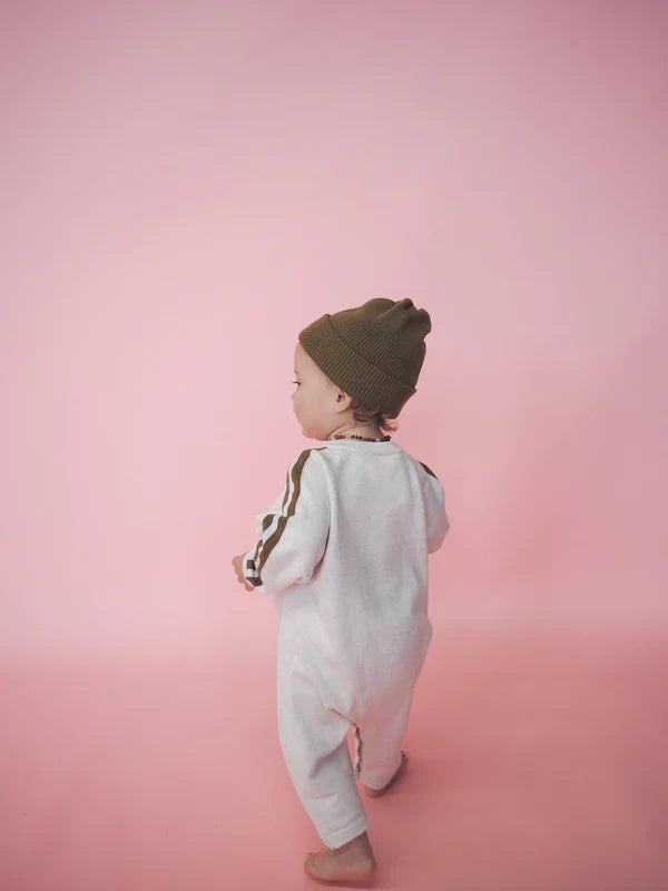 Grown - Stripe Sleeve Starsuit - Coconut
