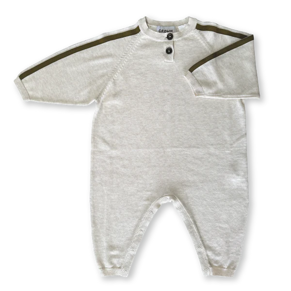 Grown - Stripe Sleeve Starsuit - Coconut