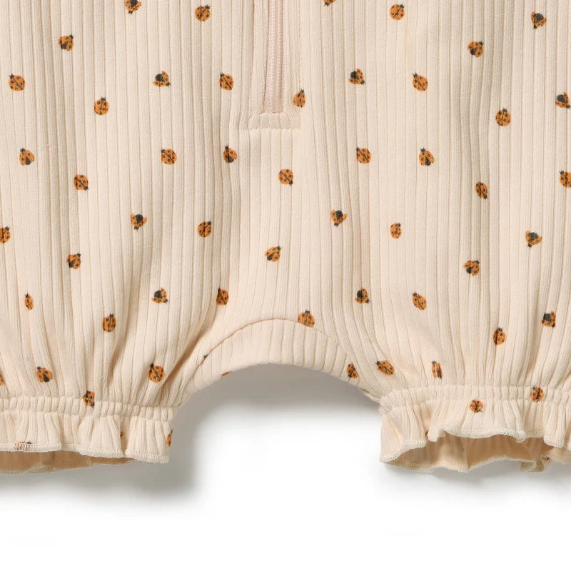Wilson & Frenchy Little Lady Bugs Organic Ruffle Zipsuit