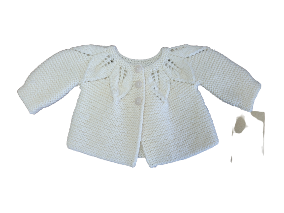 Handknit Baby Cashmerino Leaf Jersey  - Cream