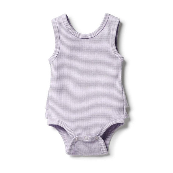 *Last Size* Wilson & Frenchy Organic Stripe Ruffle Bodysuit - Lavender - Size 0-3mth