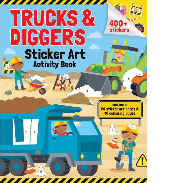 Trucks & Diggers Sticker Art & Colouring Book
