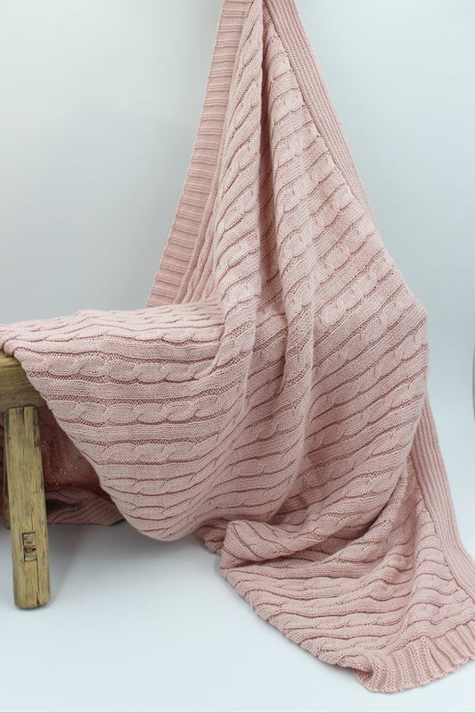 Baby Cable Blanket - Pink