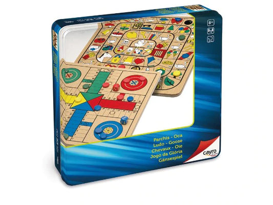 Cayro Games Parcheesi (Ludo) and Goose - Metal Box