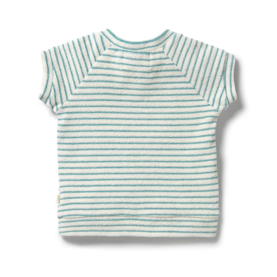Wilson & Frenchy Organic Terry Short Sleeve Sweat - Mineral Blue Stripe